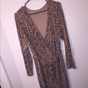 Leopard Print Faux Wrap Dress (Final Markdown)
